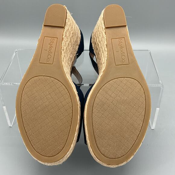NEW Style & Co Women’s Seleeney Espadrille Wedge Sandals Navy Size 7M - Picture 9 of 11
